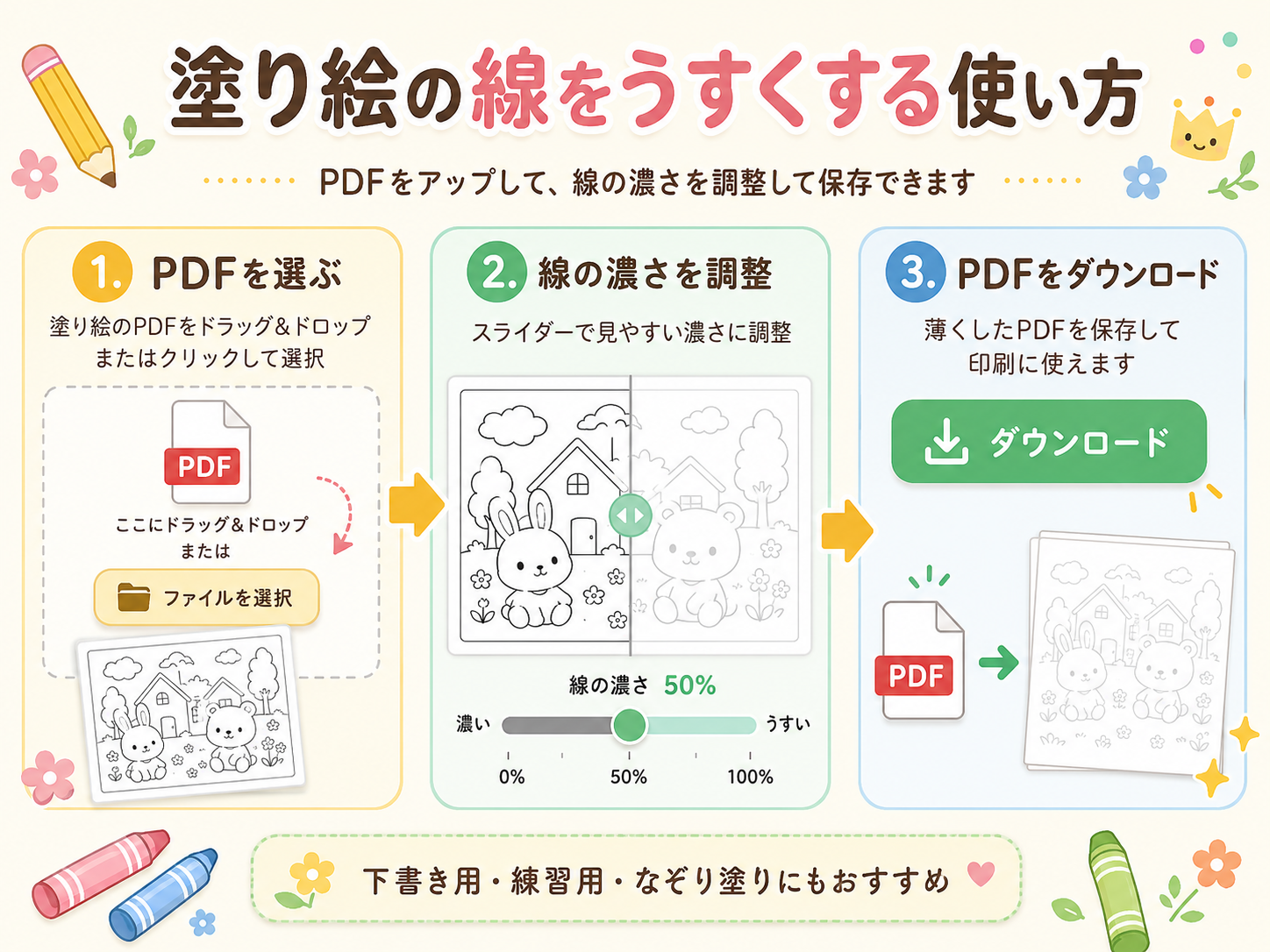 塗り絵の線を薄くするツール